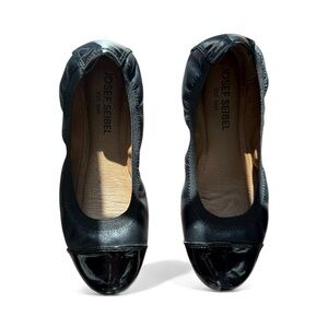 Josef Seibel Patent Leather Cap Toe & Black Leather Flats